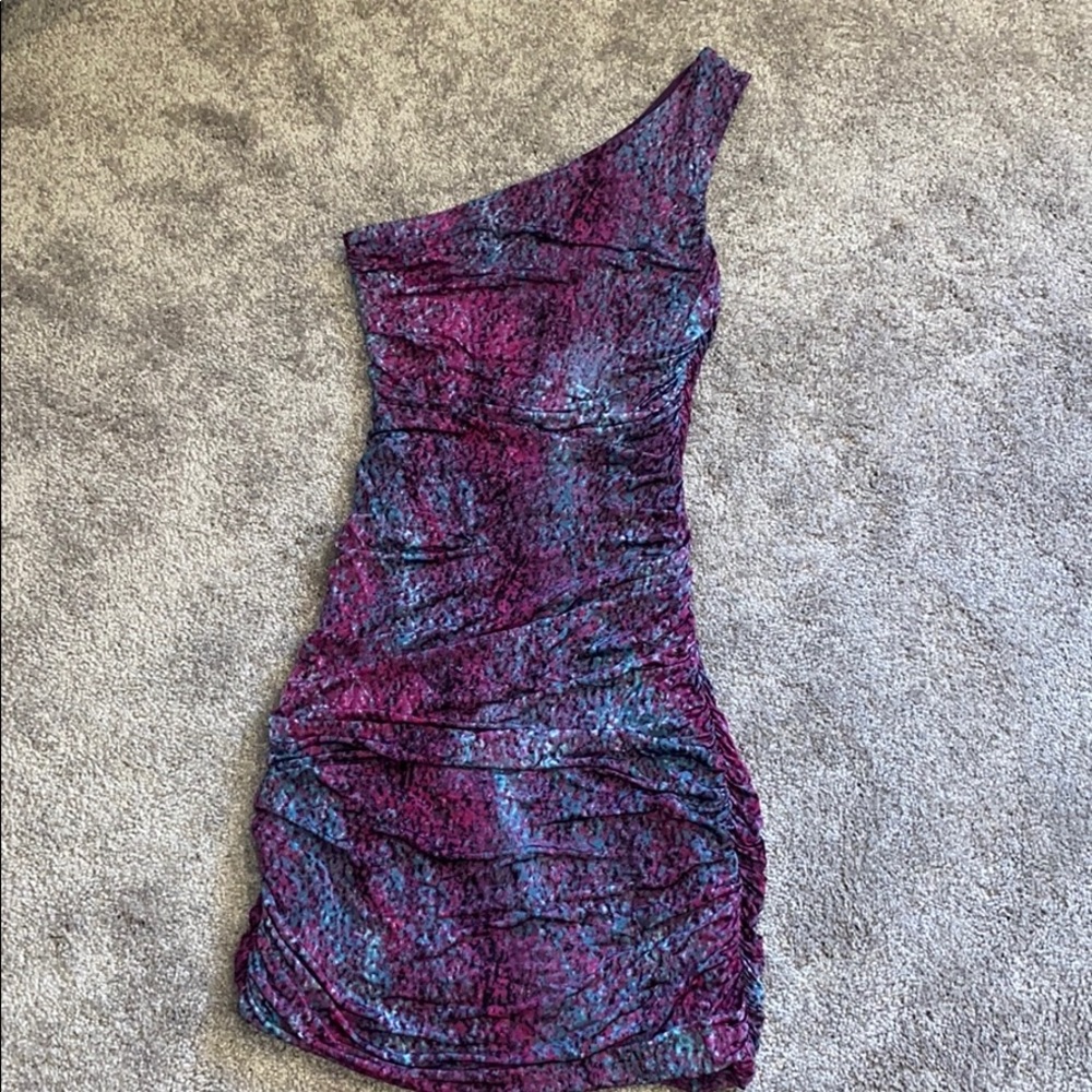 Ruched one strap evening dress